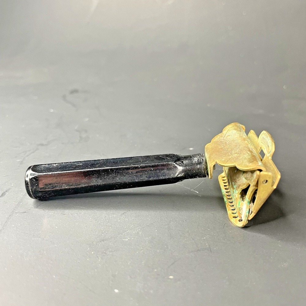 VINTAGE GEM JUNIOR‎ SAFETY RAZOR IN ORIGINAL BOX The Parade Black Gold Tone
